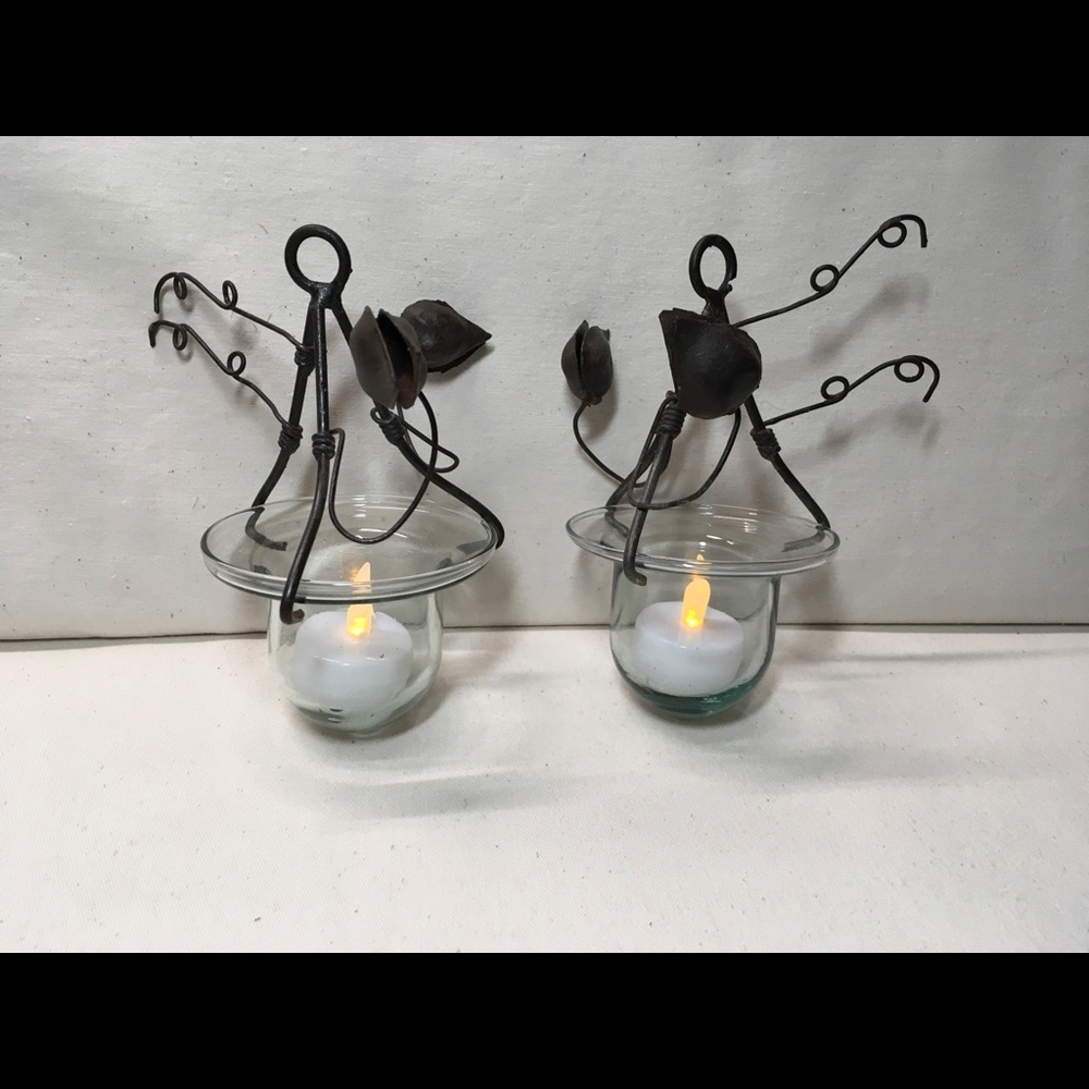 Pair of hanging votive candle holders